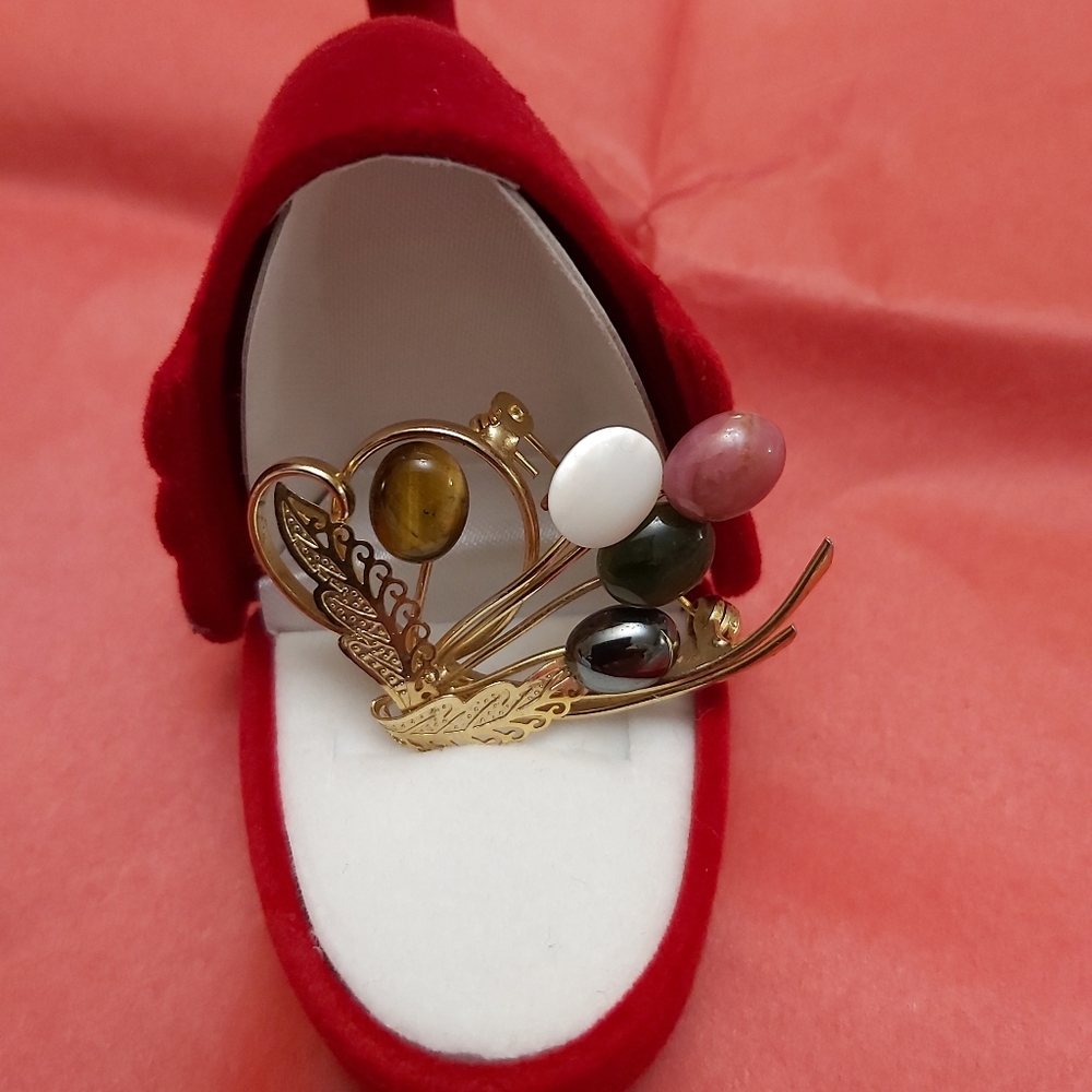 Vintage broche with Pierre oeil de tigre...